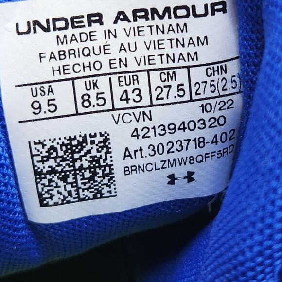 Under Armour Highlight Franchise Blue Football Cleats Men Size 9.5 High Top - Picture 5 of 8